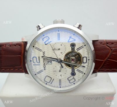 Clone Mont Blanc Time Walker Tourbillon White Dial Automatic Watch 